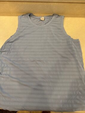 DSG Pale Blue Striped Sleeveless Tank Top